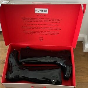 Hunter Glossy Black Tall Boots